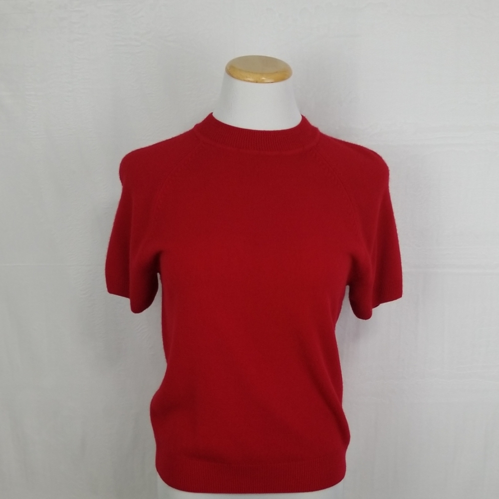 Vintage Red Short Sleeve Sweater Top Petite Small